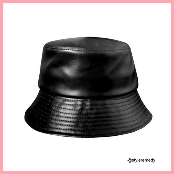 Faux Leather Bucket Hat Adjustable Foldable Fishing Hiking Outdoor main image 7